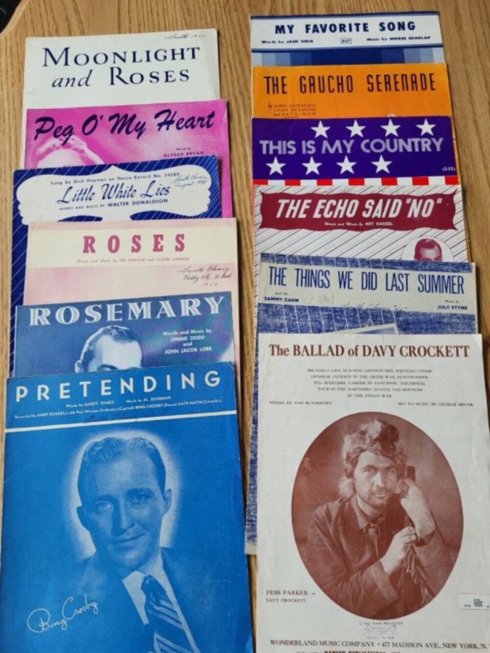 Vintage 1950's Sheet Music Lot of 12 Piano Davy Crockett Bing Crosby Pretending